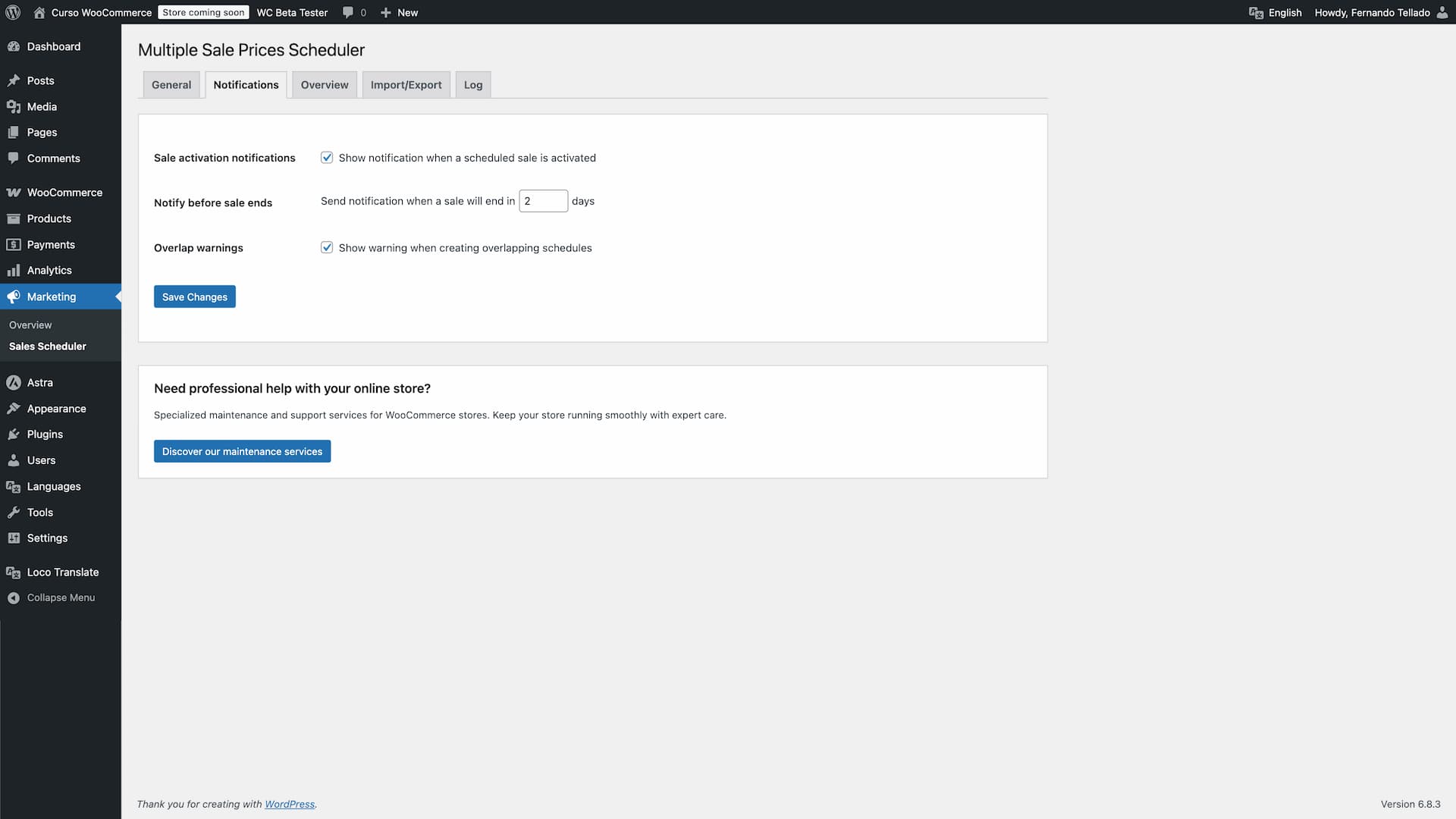 Variable product with variation-specific scheduled sales