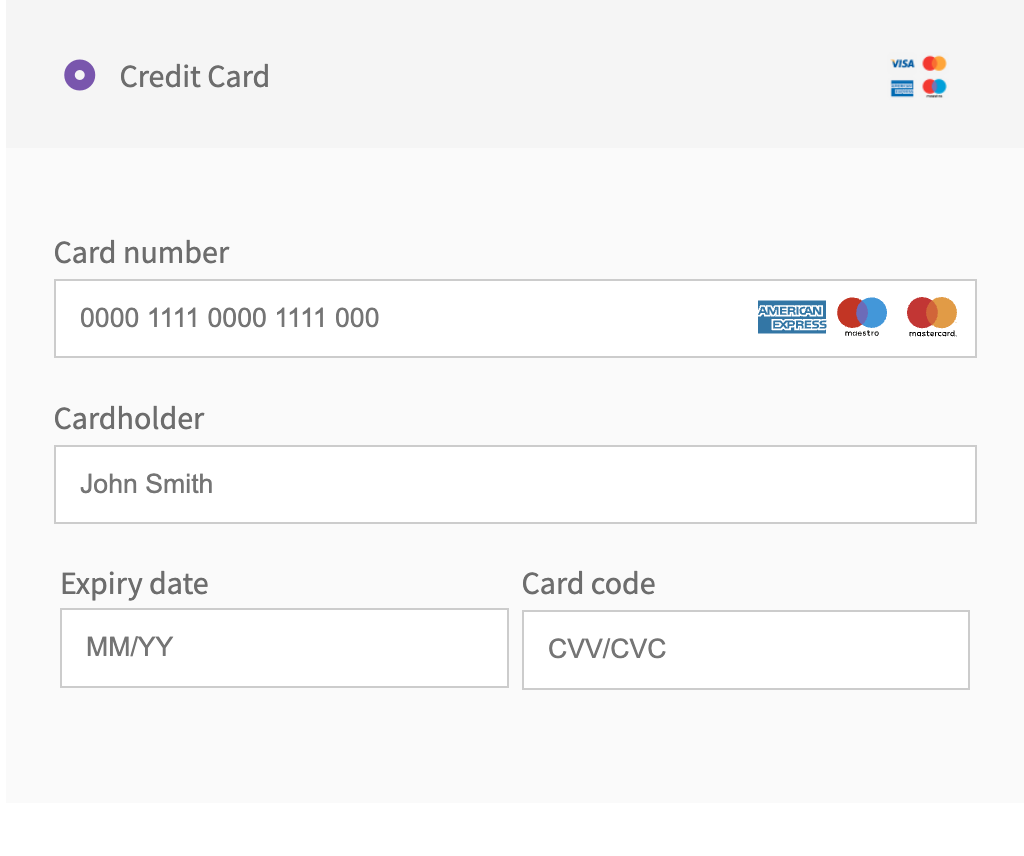 Embedded Credit Card form using MultiSafepay Payment Component