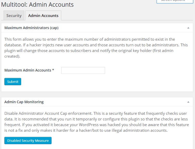 Security feature that helps to detect illegal entry of administrator accounts into the database.