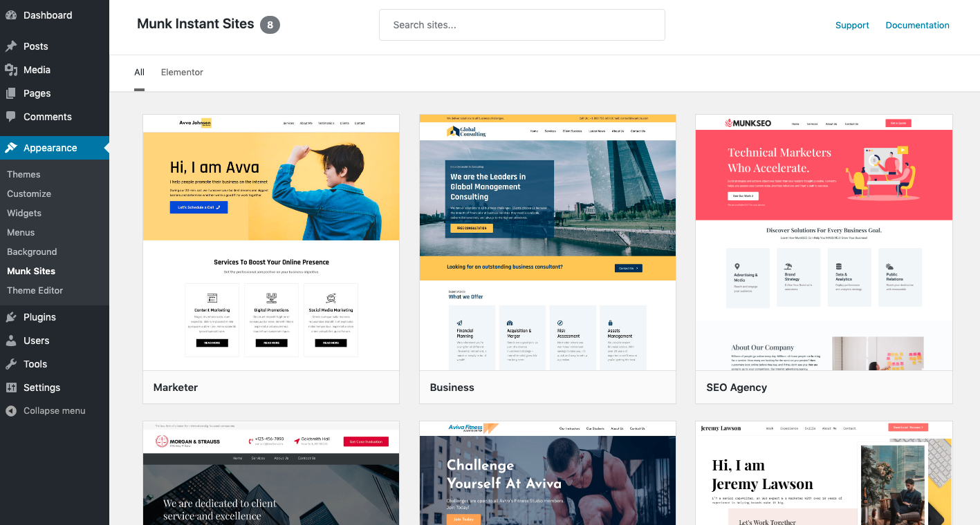 Browse all the available instant sites and select the one you prefer