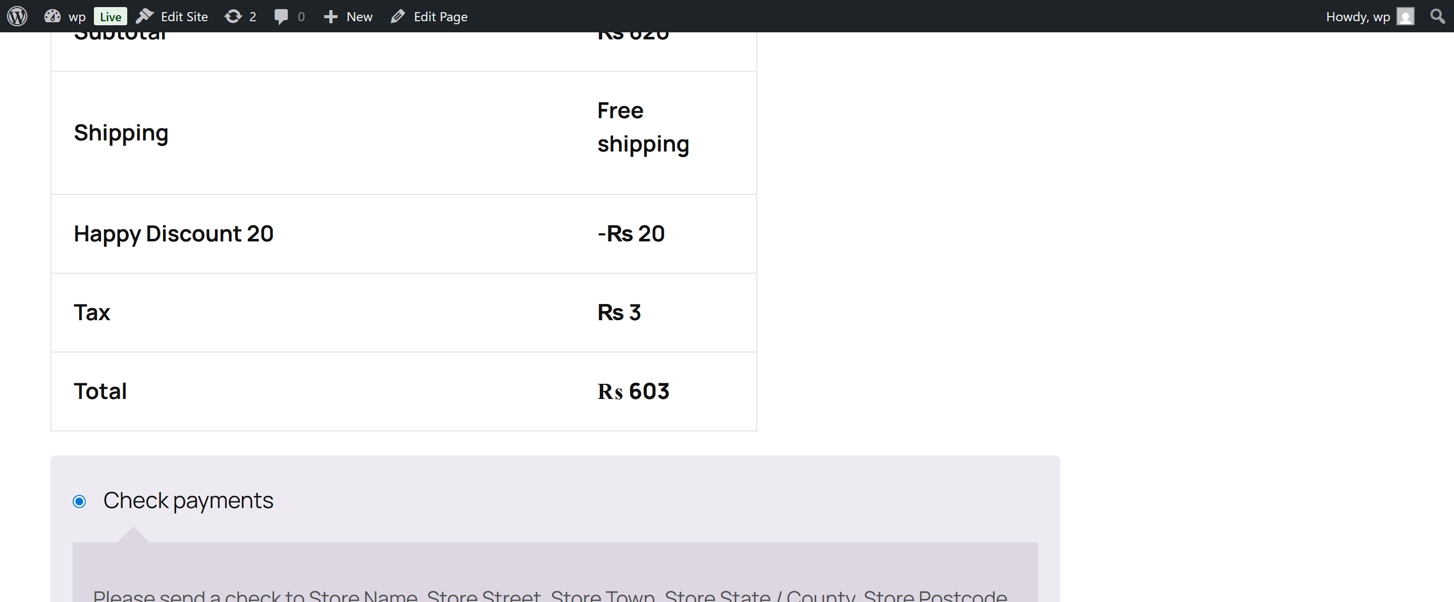 Percentage Discount applied at checkout (Block Checkout)