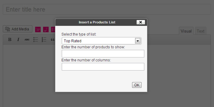 Products List Insertion Interface