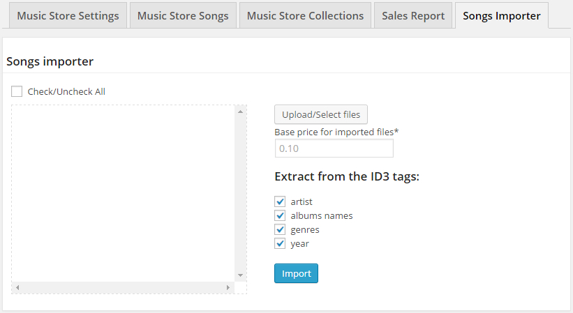 Songs Importer Section