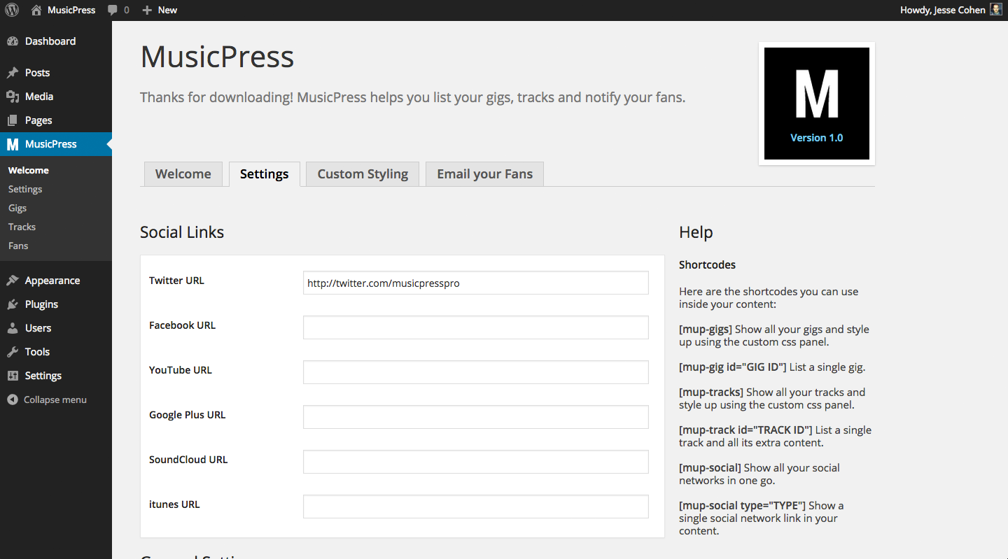 Add your social networks screen