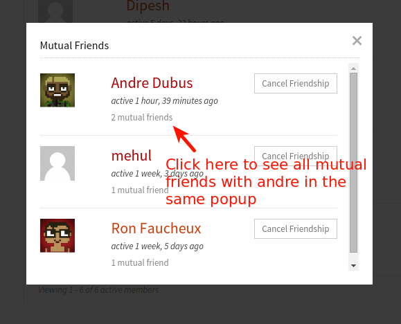 Mutual Friends Dialog.