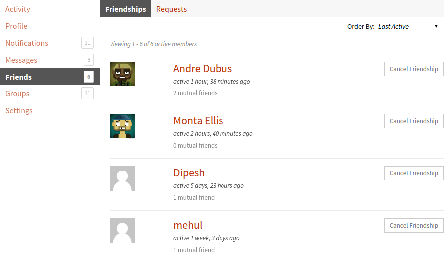 Friends Page.