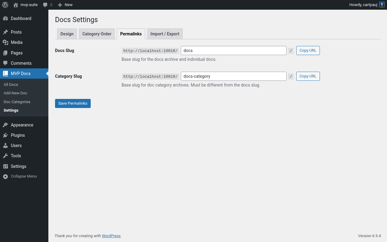 Settings — Permalinks