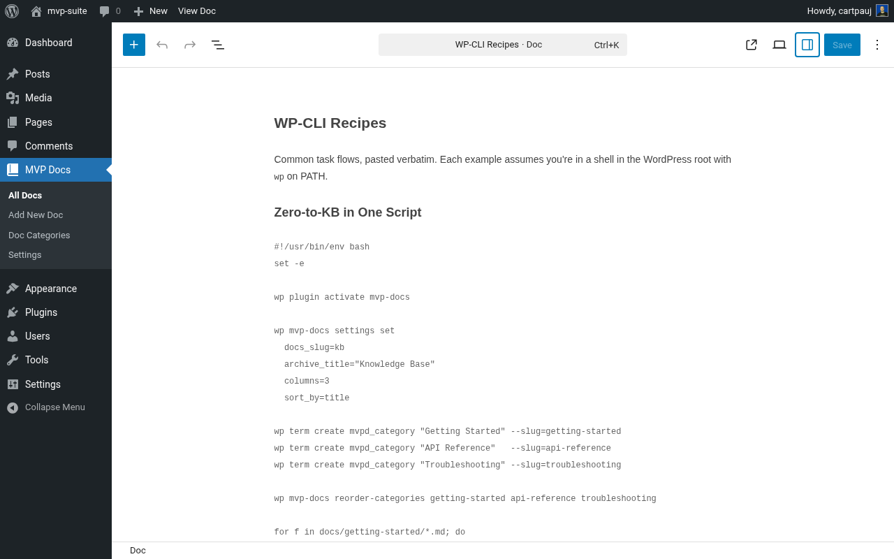 Markdown import in the block editor sidebar