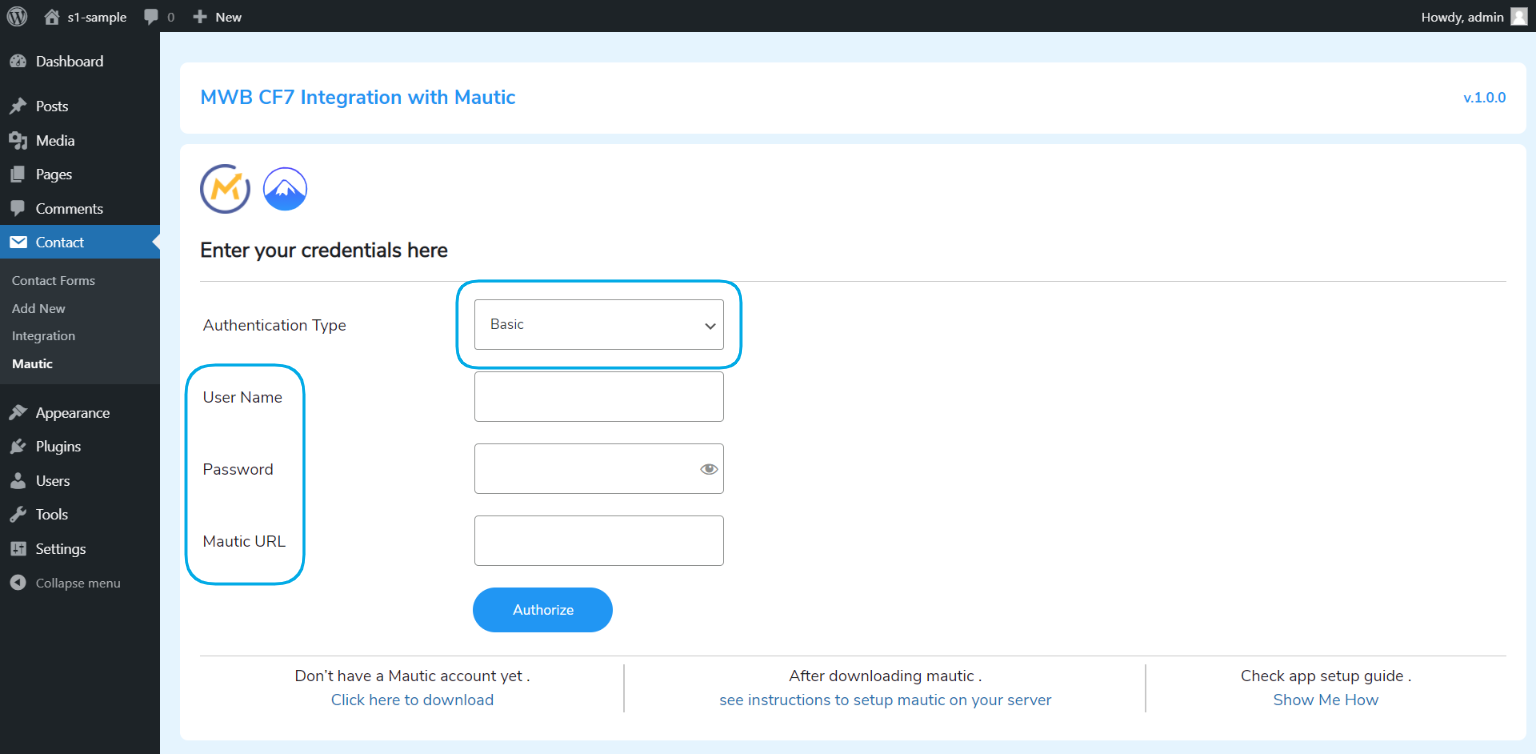Authentication Type - Basic