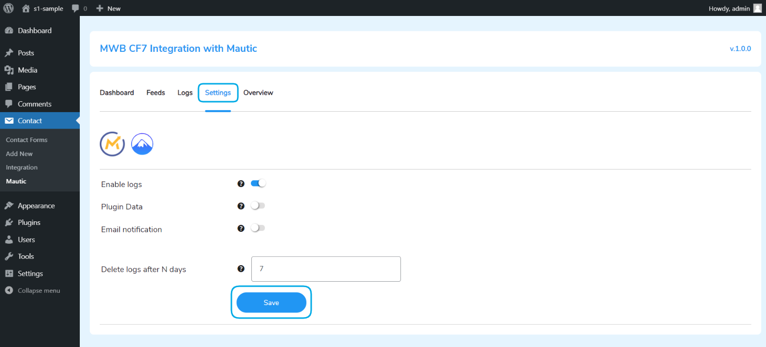 Settings for CF7 Mautic