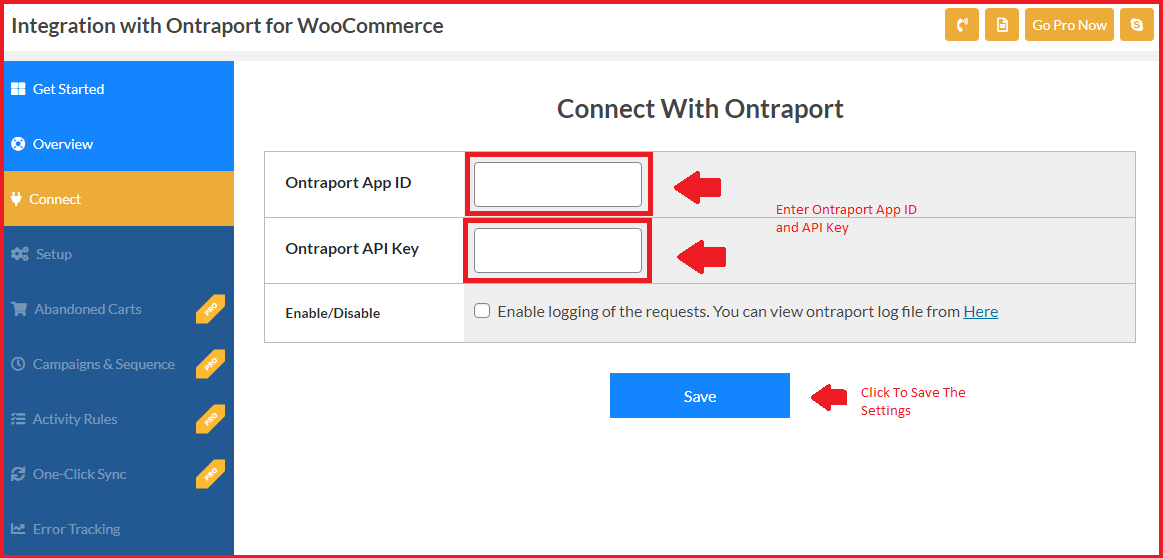 **Connect with Ontraport** - Here you can connect ontraport plugin with Ontraport CRM.