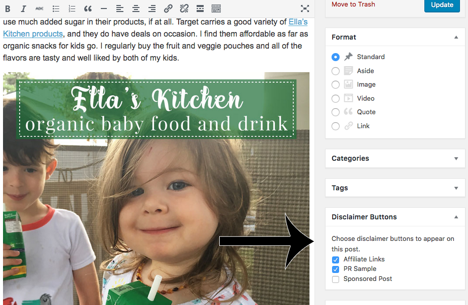 While creating or editing a post, check the buttons you want to appear.