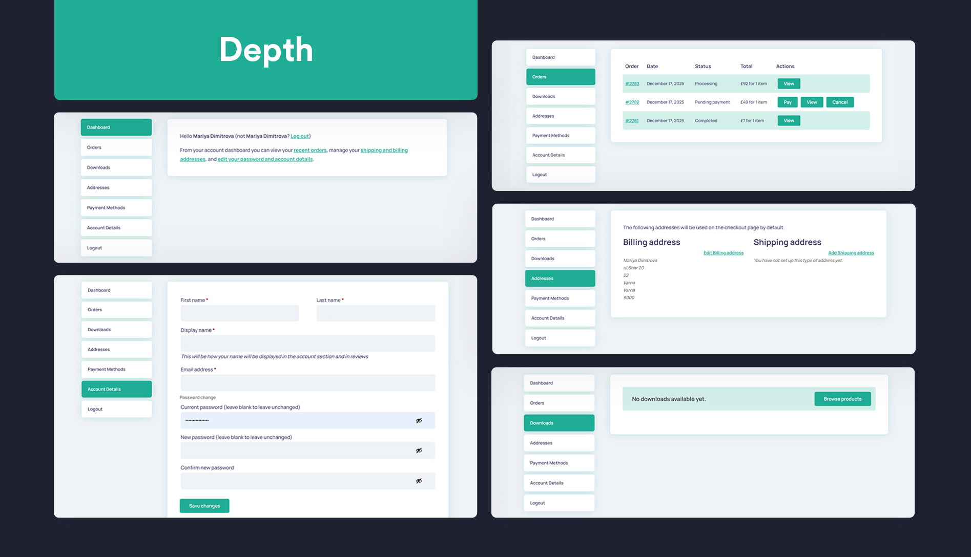 "My Account Classic" module design capabilities.