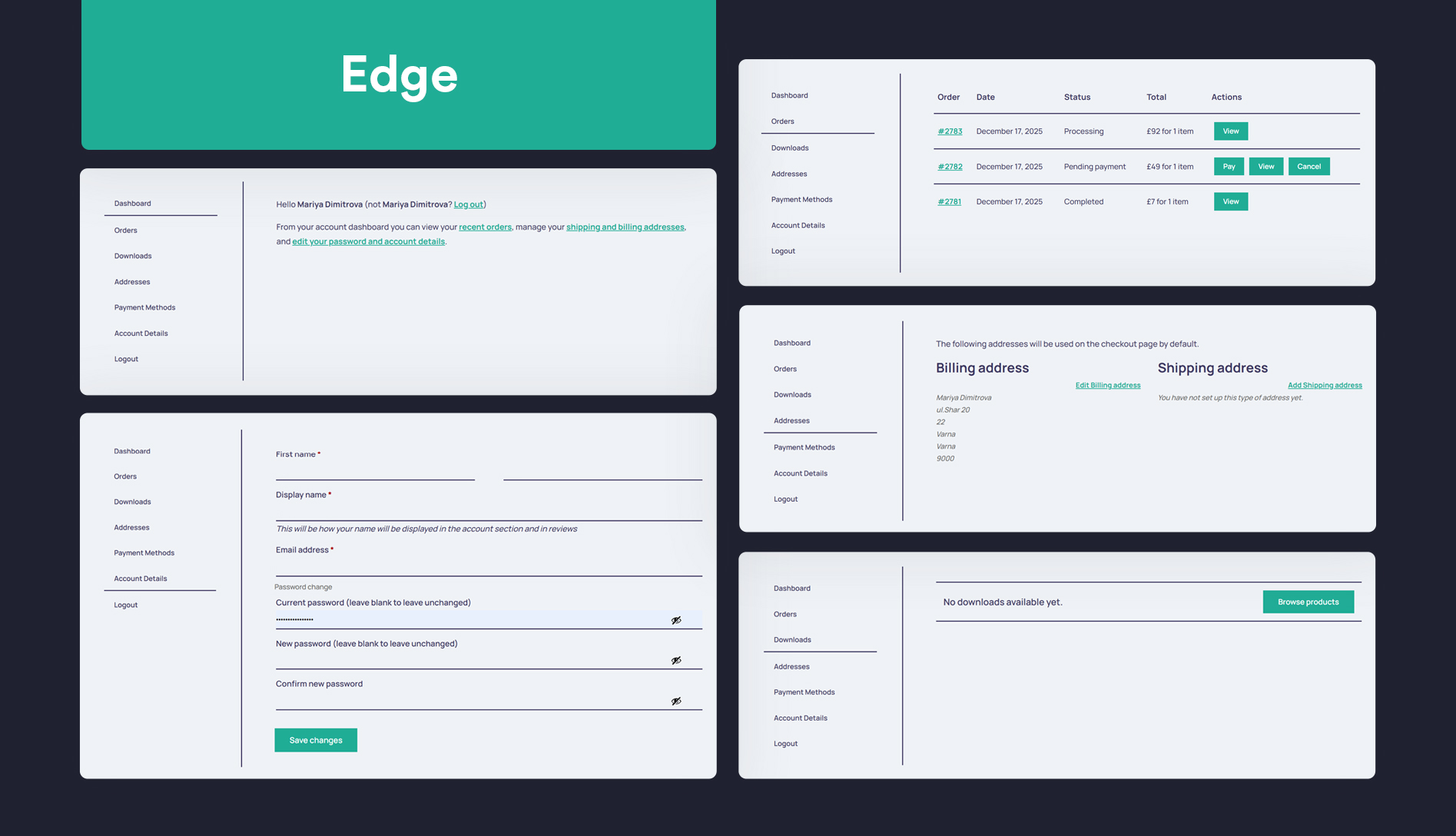 "My Account Classic" module design options.