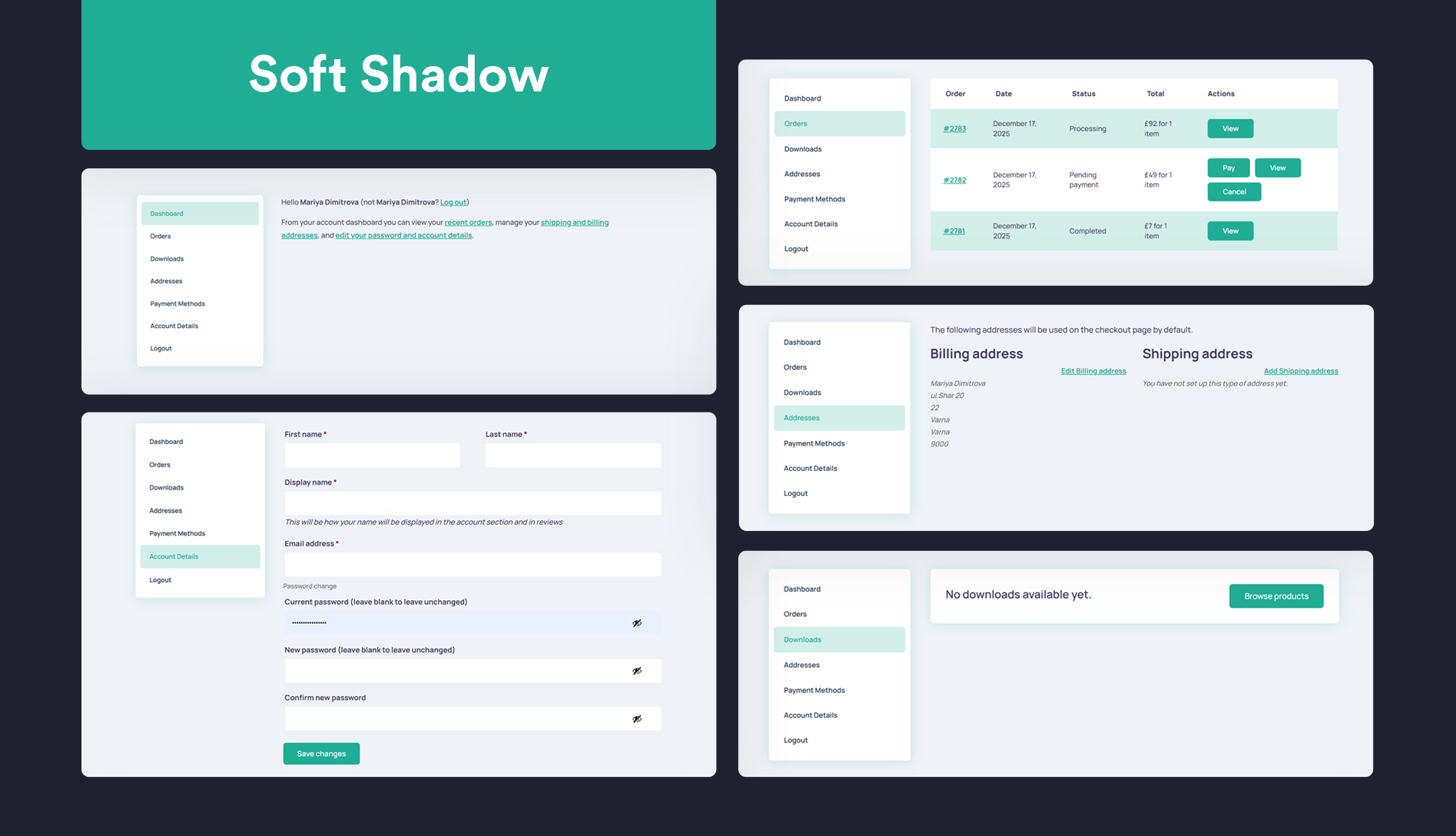Divi MyAccount Page settings screen.