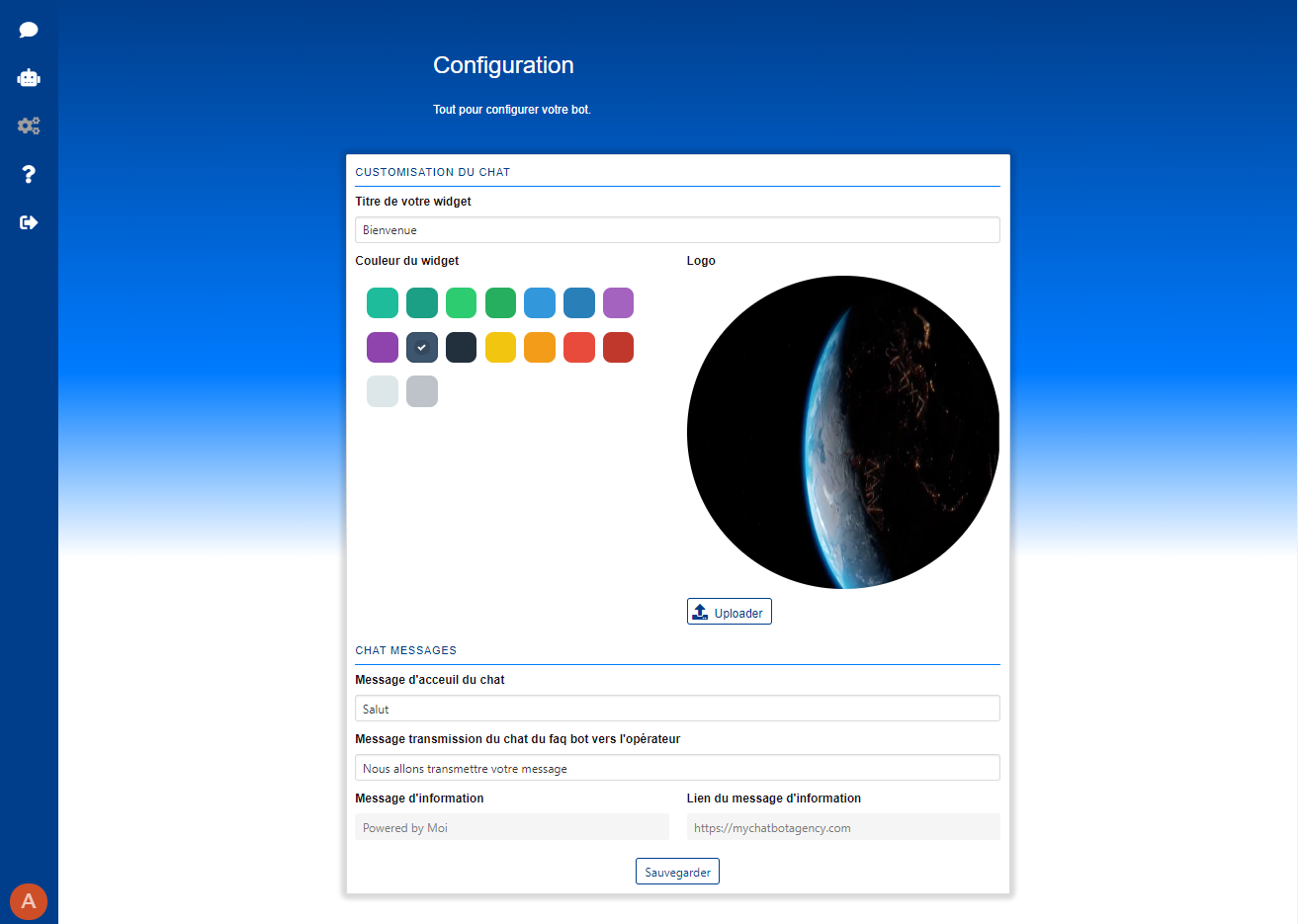 Chat widget customization