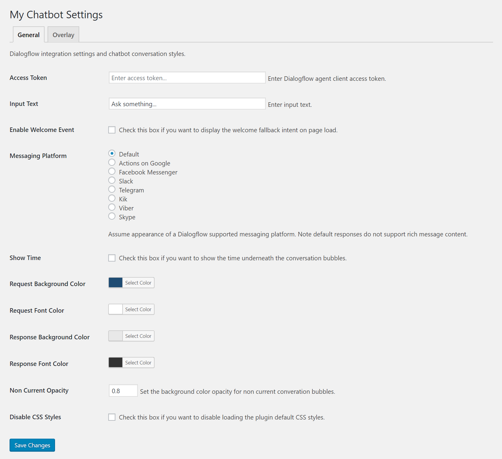 Plugin options