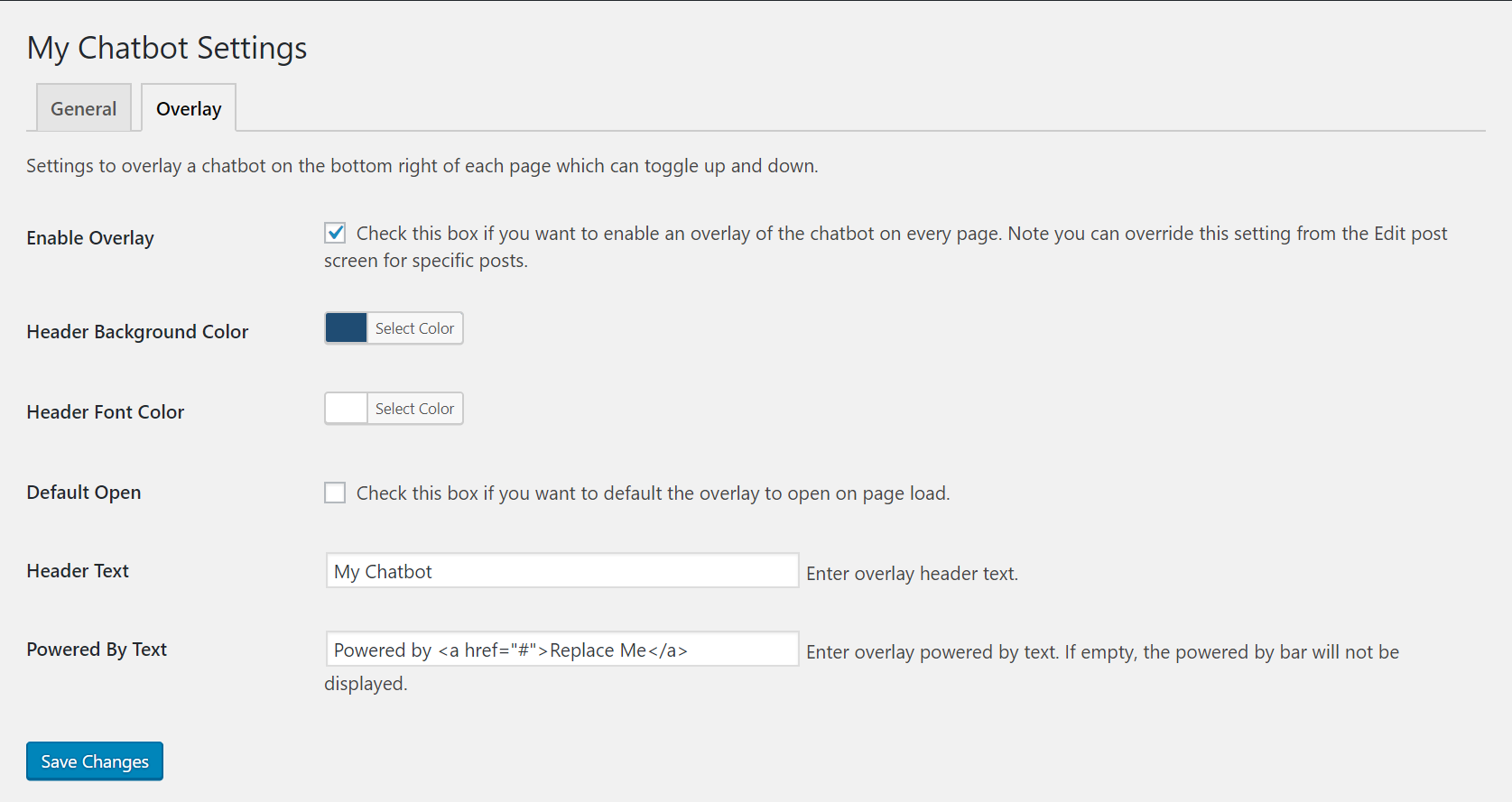 Plugin options continued