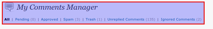 Menu in My Comments Manager