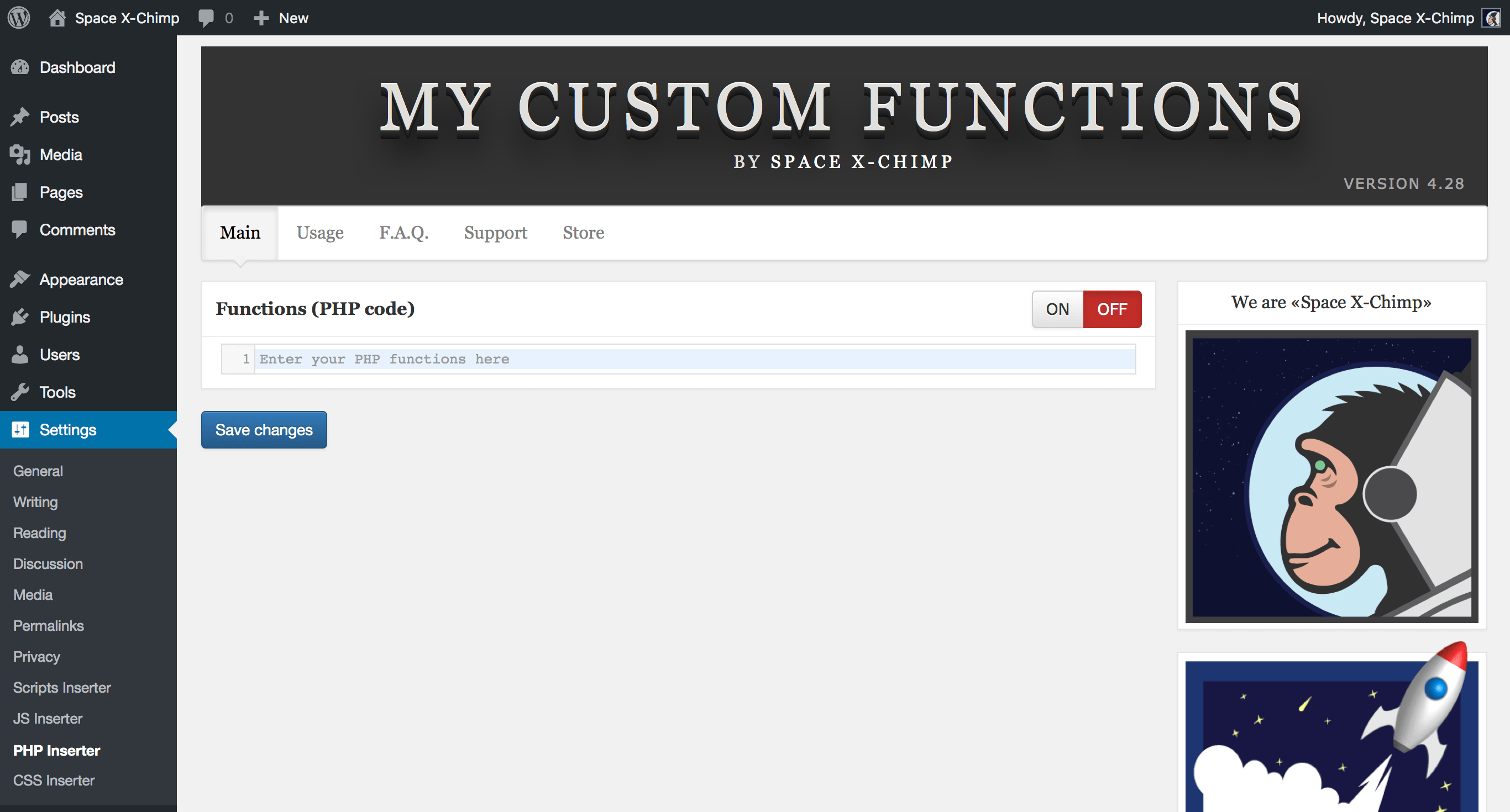Plugin page.