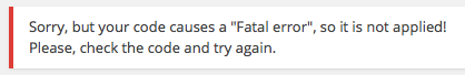 «Fatal error» message.