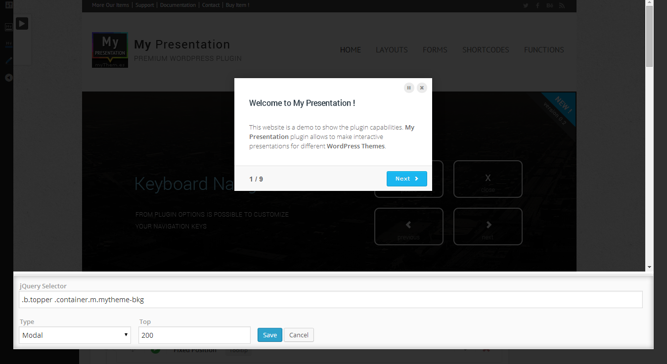 Live Preview and Visual Tool. Is visible when click on button "Set Selector".