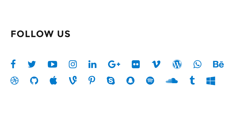 Front End display of social media icons.