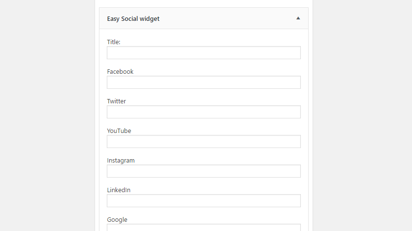 Backend display of the easy social media widget