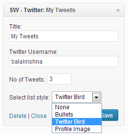 Screenshot Twitter Widget Settings