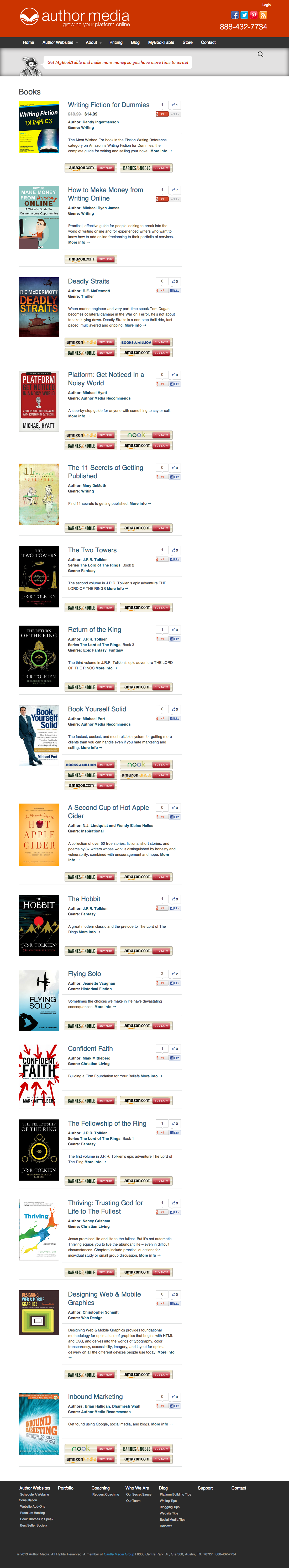 The image shows the Book Table or “Books” page. This is the list or index of all your books.