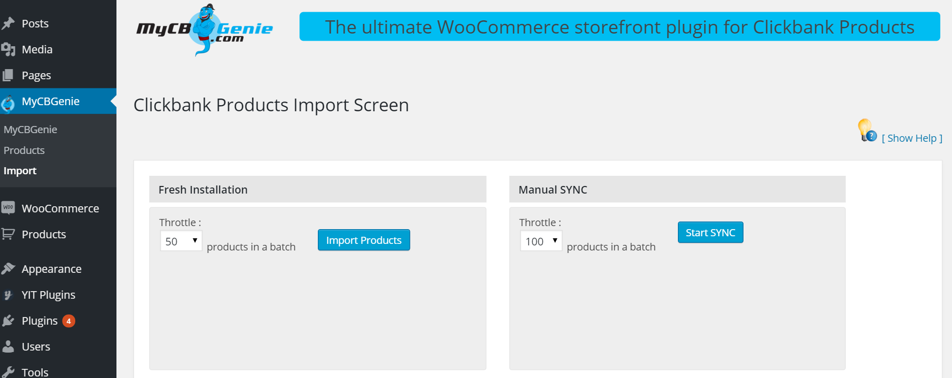 Import & MANUAL SYNC screen