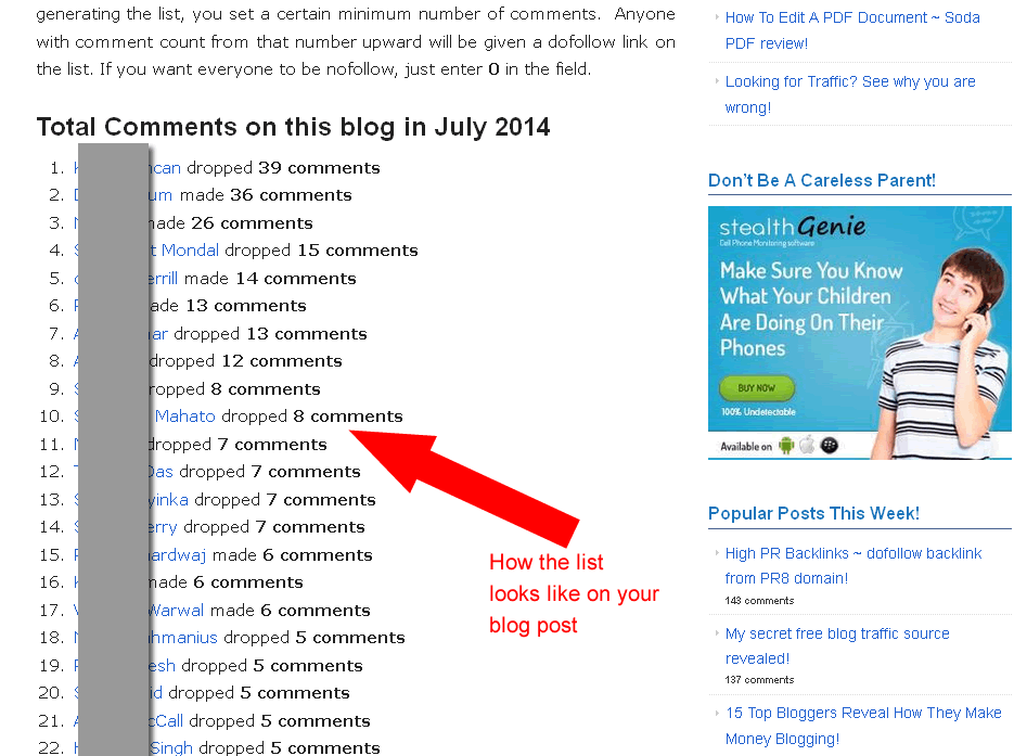 MyCommentAuthors HTML list source code. Just copy and paste in the text mode of your artice editor