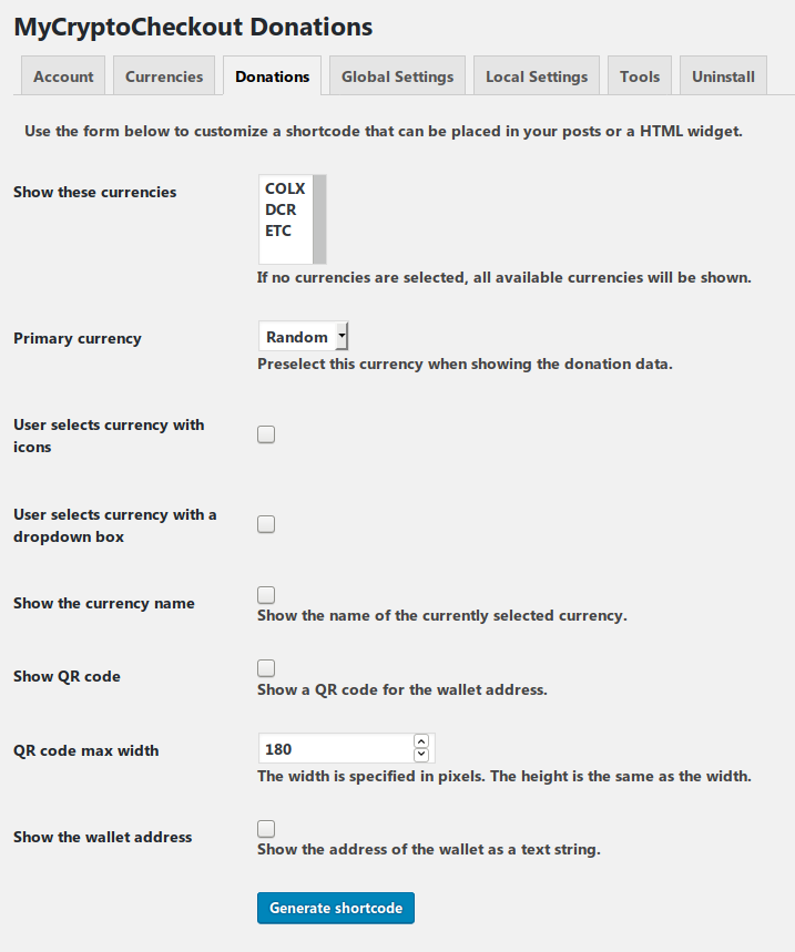 Account overview tab