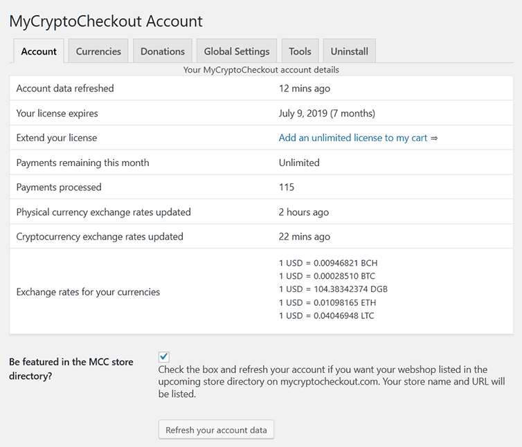 Autosettlement tab