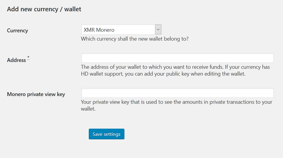 WooCommerce settings