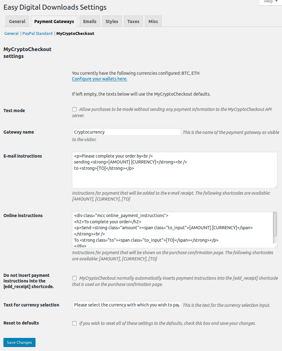 Donations shortcode generator