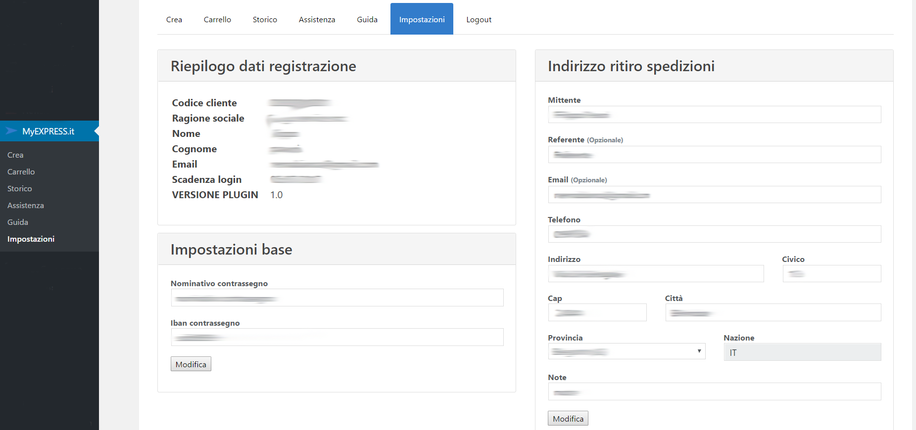 Gestisci le impostazioni per velocizzare l'autocompletamento dei form nella fase di creazione della spedizione