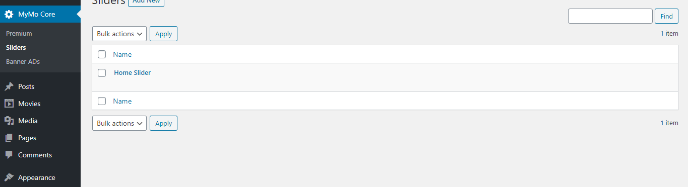 Slider management