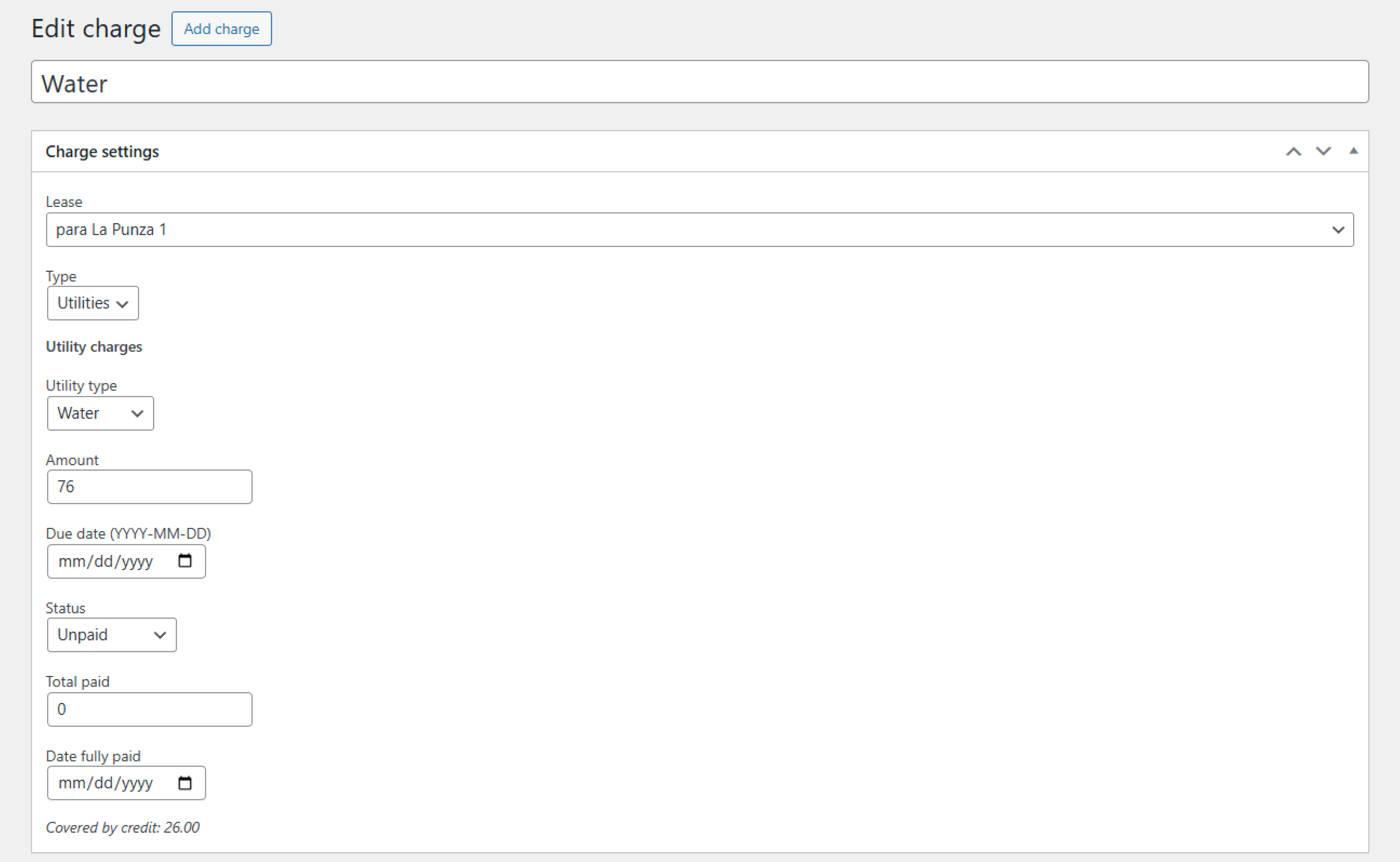 Charge editor