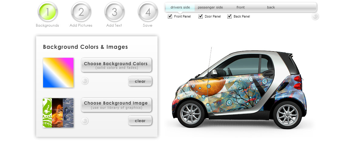 Example of a Smart Car with a background image applied