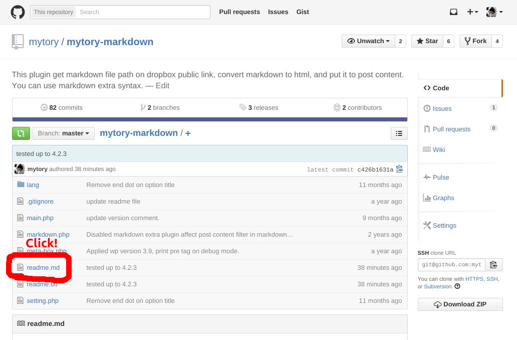 GitHub Usage 1: Create markdown file, and push it to github. So you can see it your github repository. Click it.