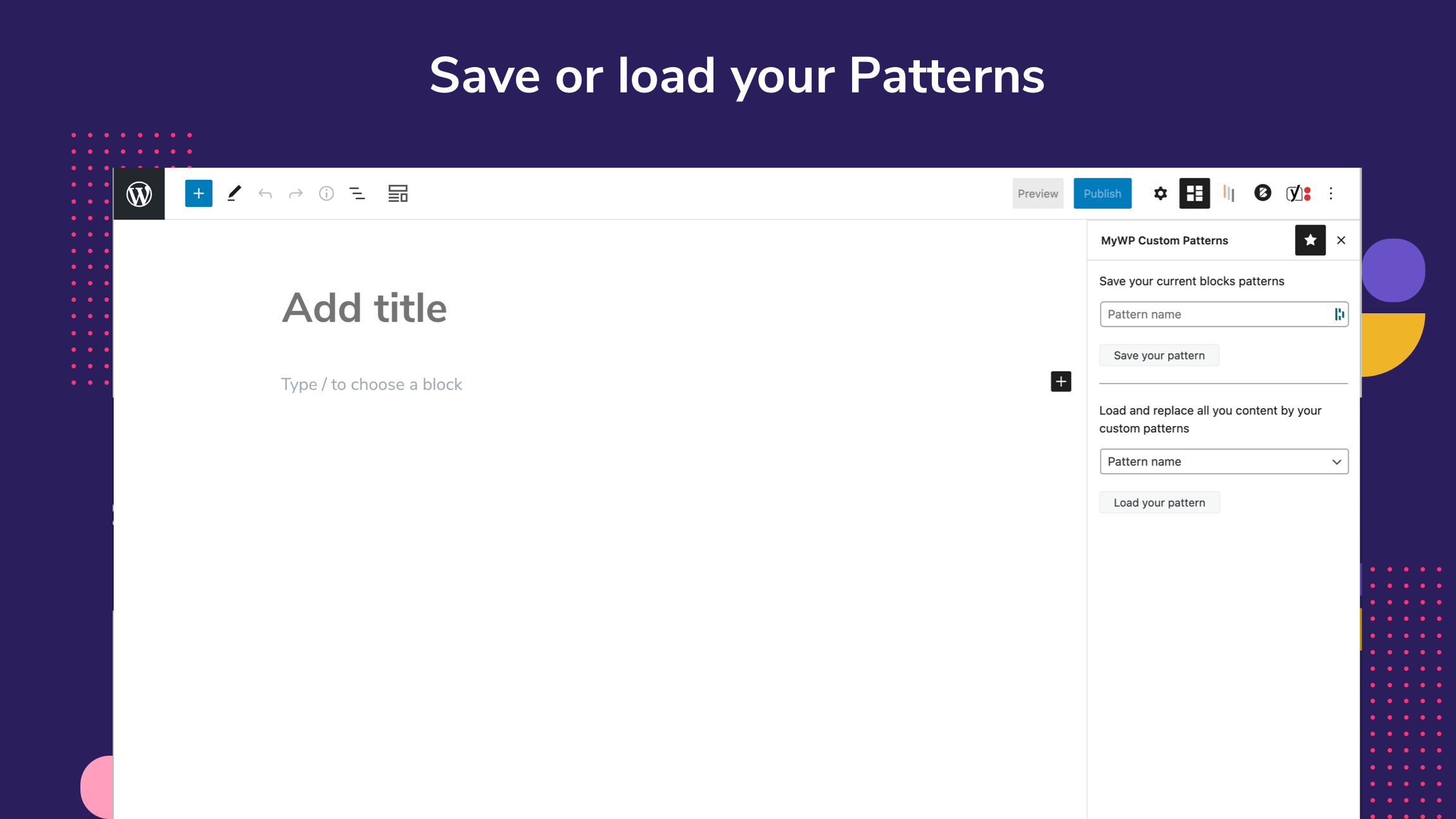 Save your custom block pattern