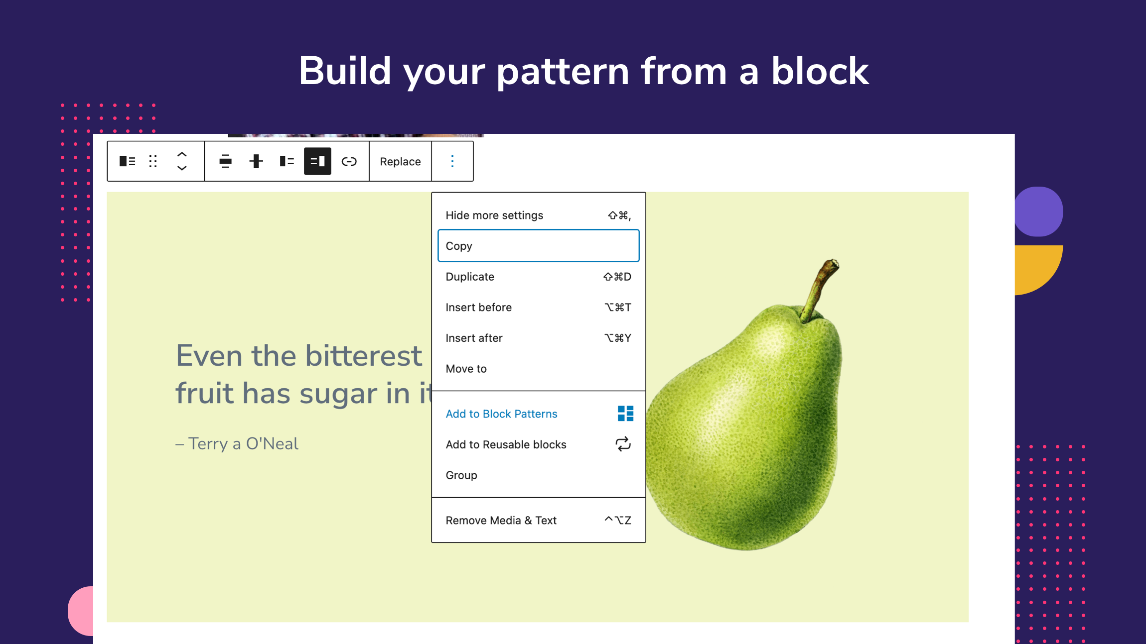 Build your pattern from a block