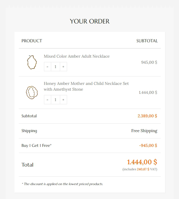 Discount applied automatically in the cart totals.