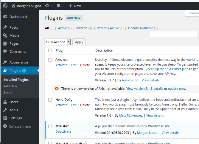 Plugin activation screen