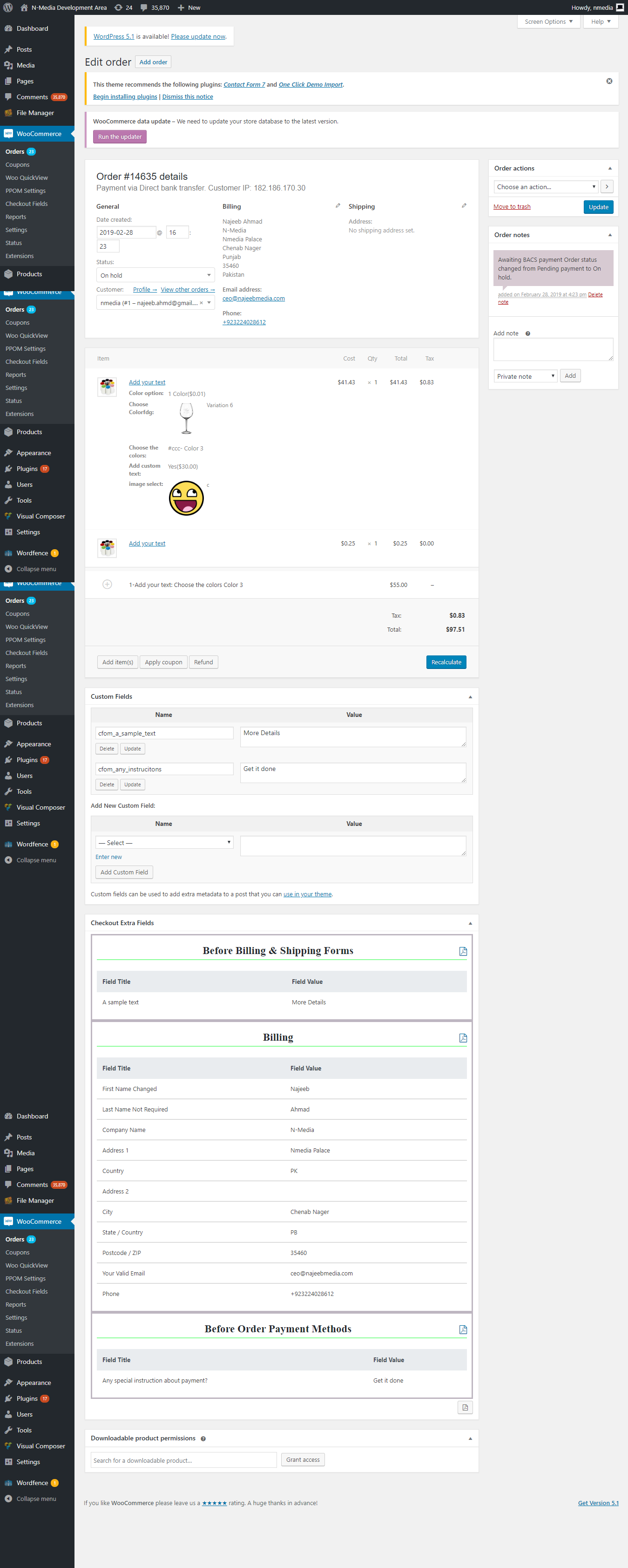 Checkout Fields in Order with PDF Export Option (PRO)