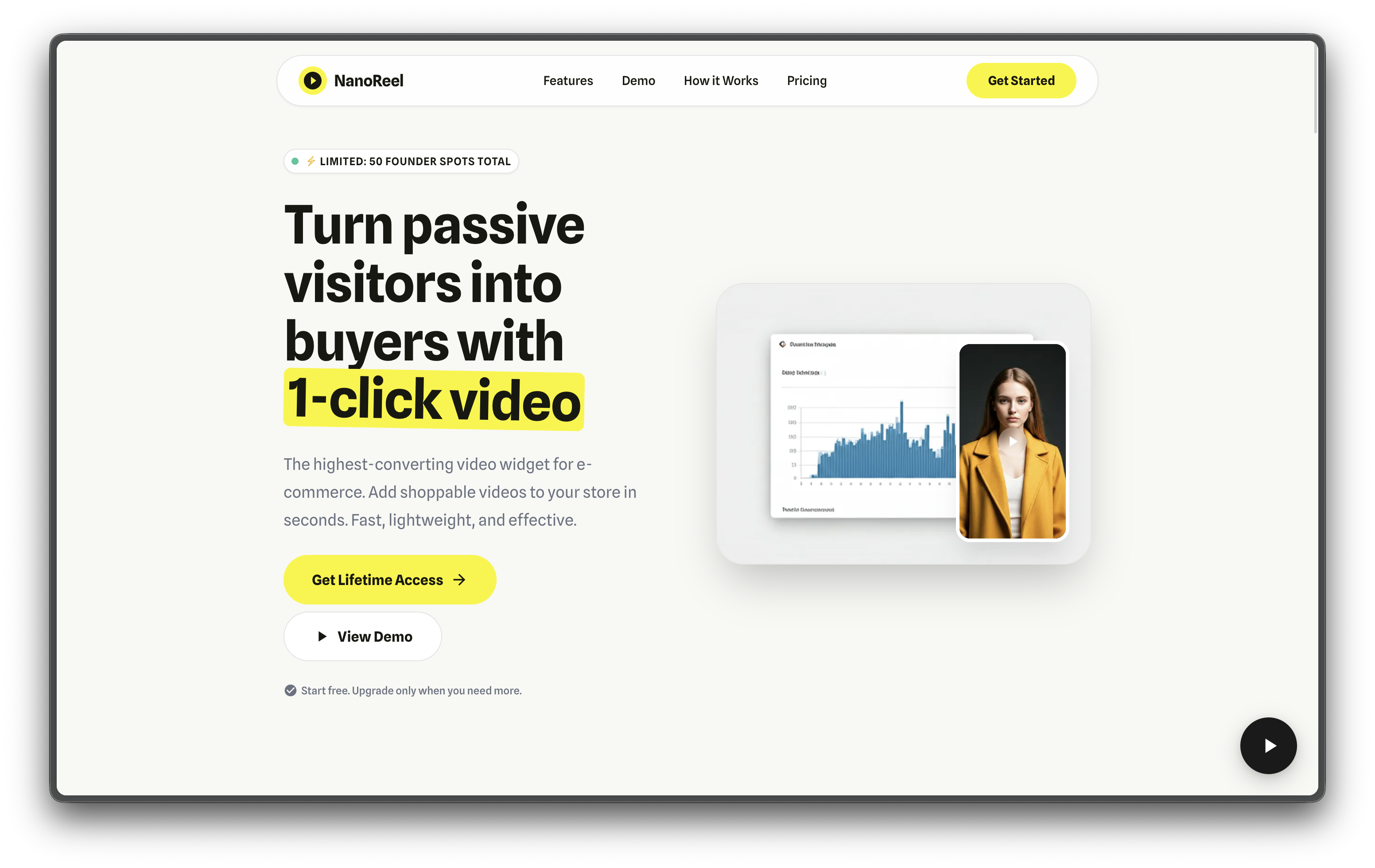 Widget floating bubble on site (closed state)