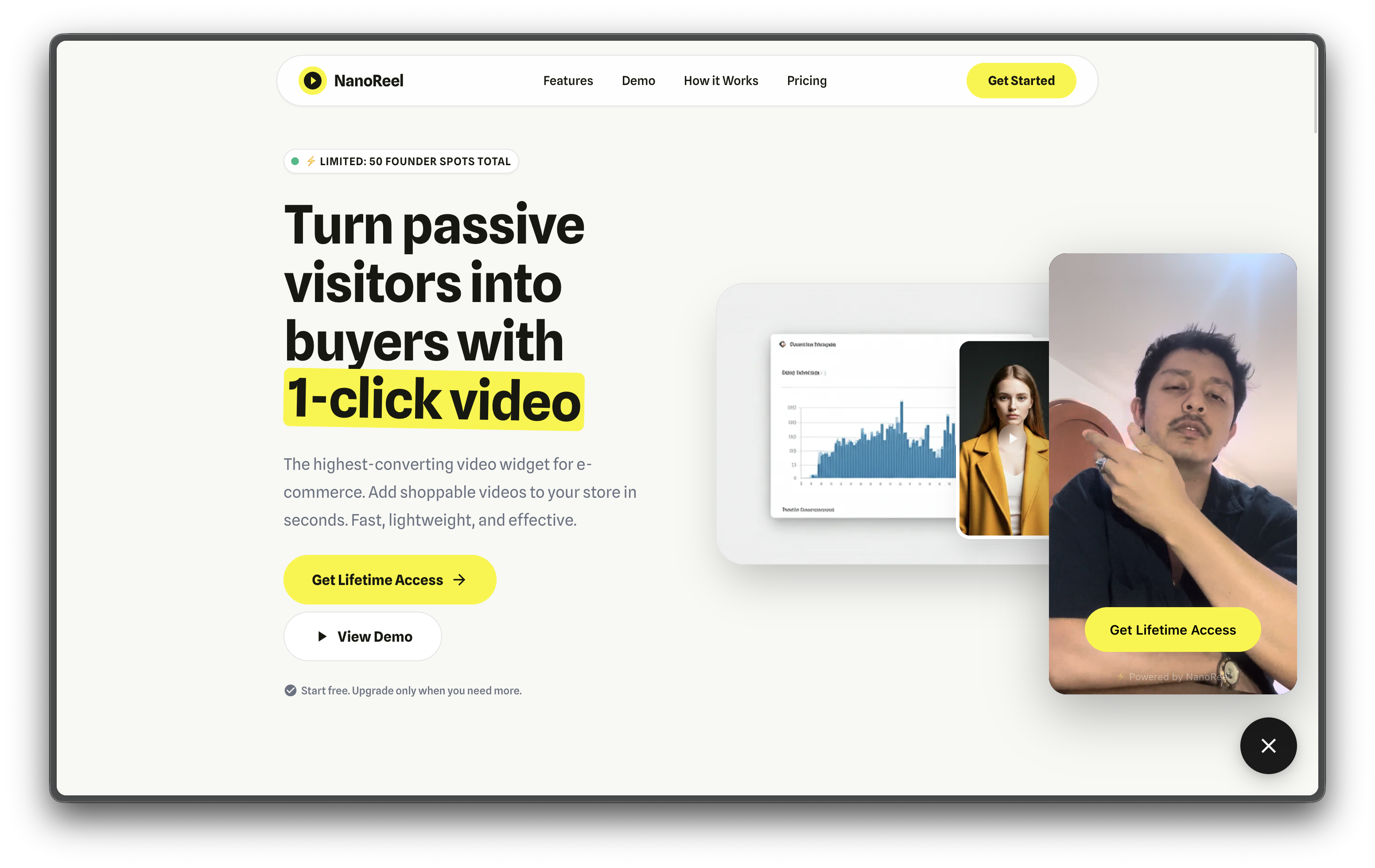 Widget video overlay (open state)