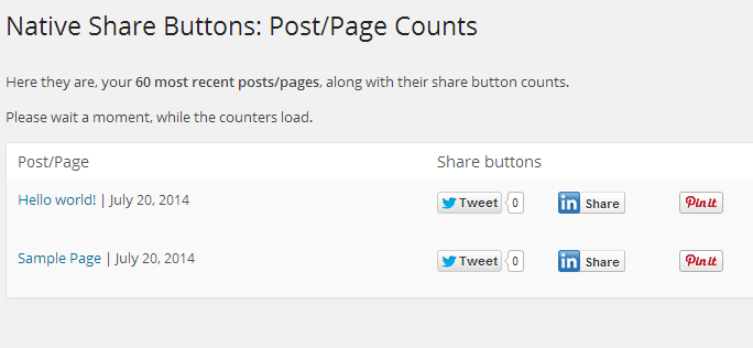 Counters available in the Settings > Native Buttons:Counts menu