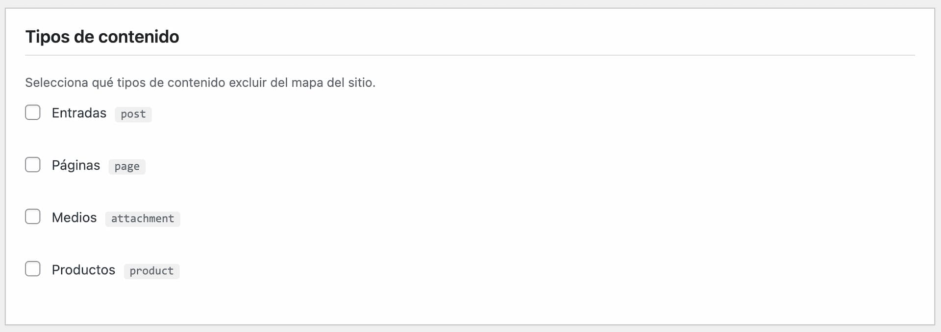 Taxonomies selection options